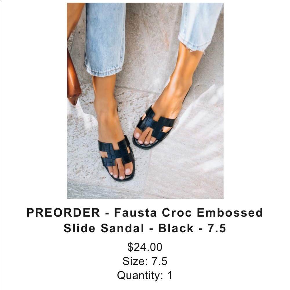 Croc embossed slide sandal